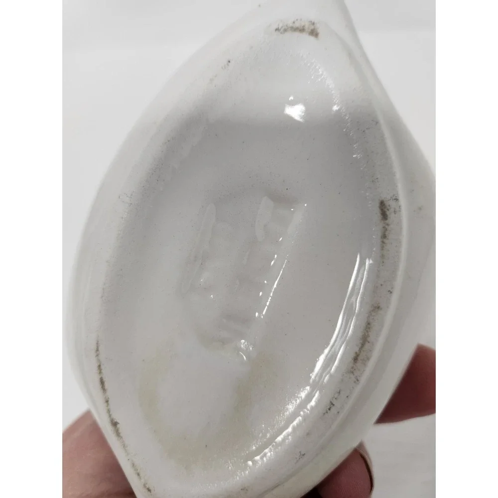 VTG White Lilly Floral Asymmetric Napkin Holder‎ Ceramic Italian Pottery Cottage